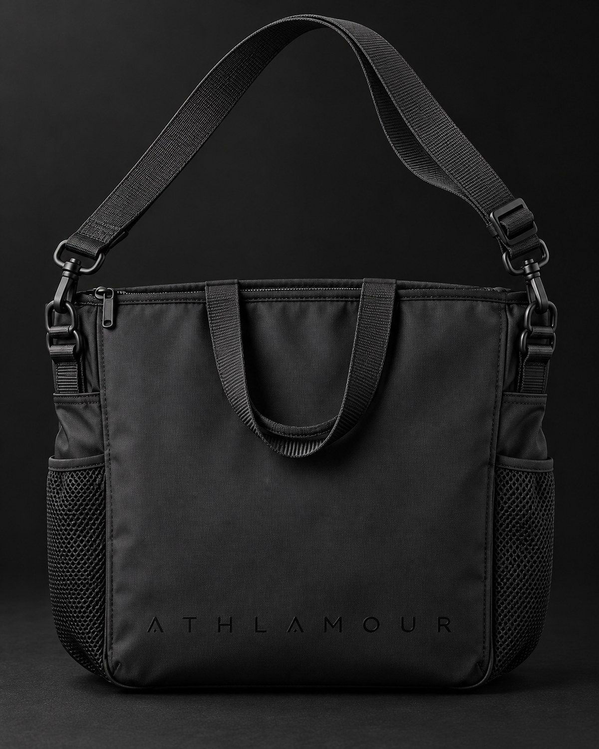 The Sporty Bag, front view with the wordmark on the lower panel