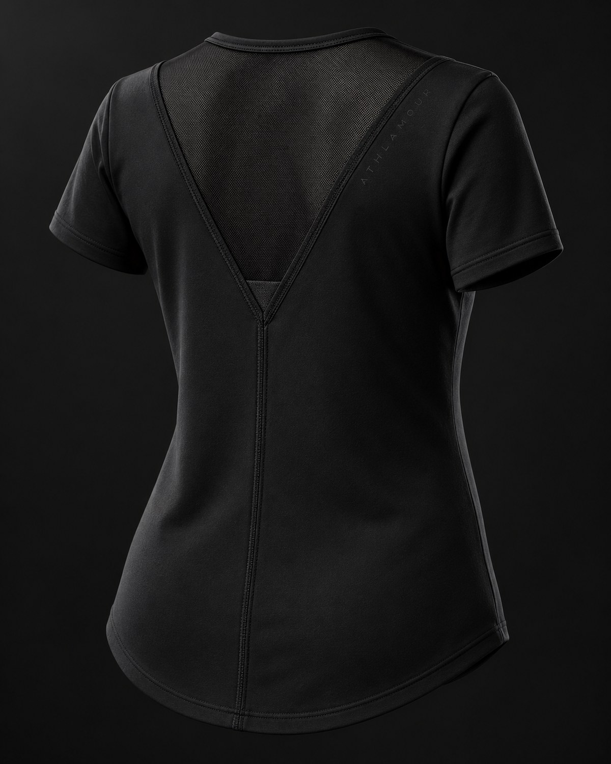 Laura, the V-neck tee, front view in soft light