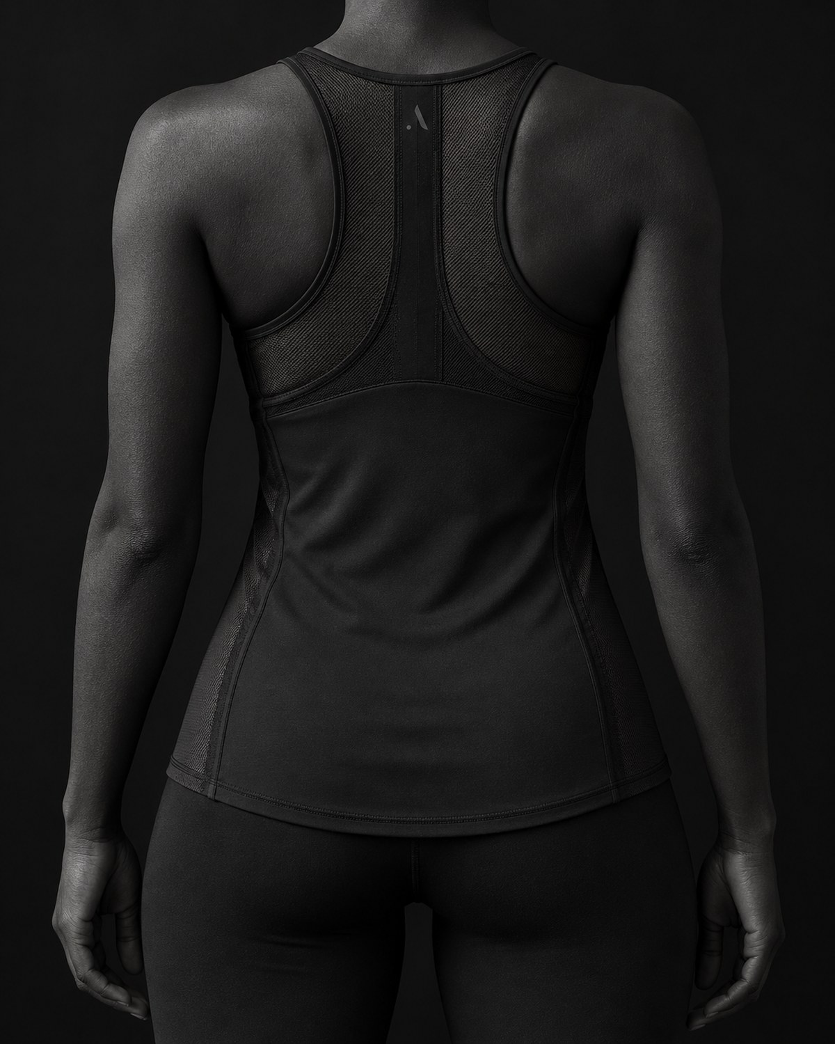 Nicole, back view, racerback and spine detail
